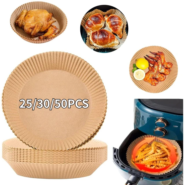 Papier sulfurisé carré et rond pour friteuse à air, papier de poulet, forme  d'escalade, gril de cuisine, accessoire de friteuse à air, 25 pièces, 30  pièces, 50 pièces - AliExpress