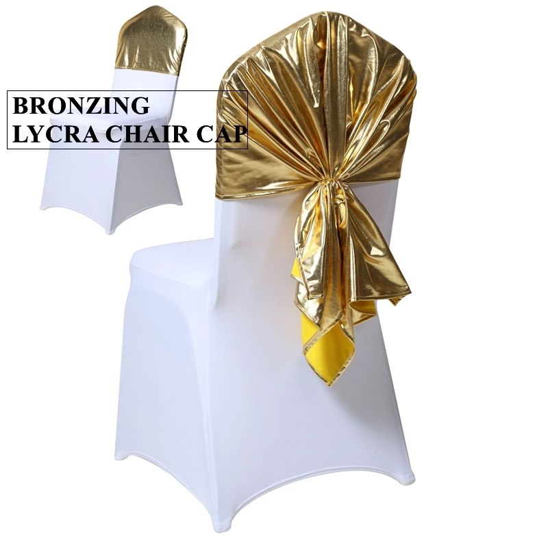 

70X130CM Mettalic Bronzing Spandex Chair Cap Cover Lycra Stretch Chair Covers Hood For Wedding Event Decoration