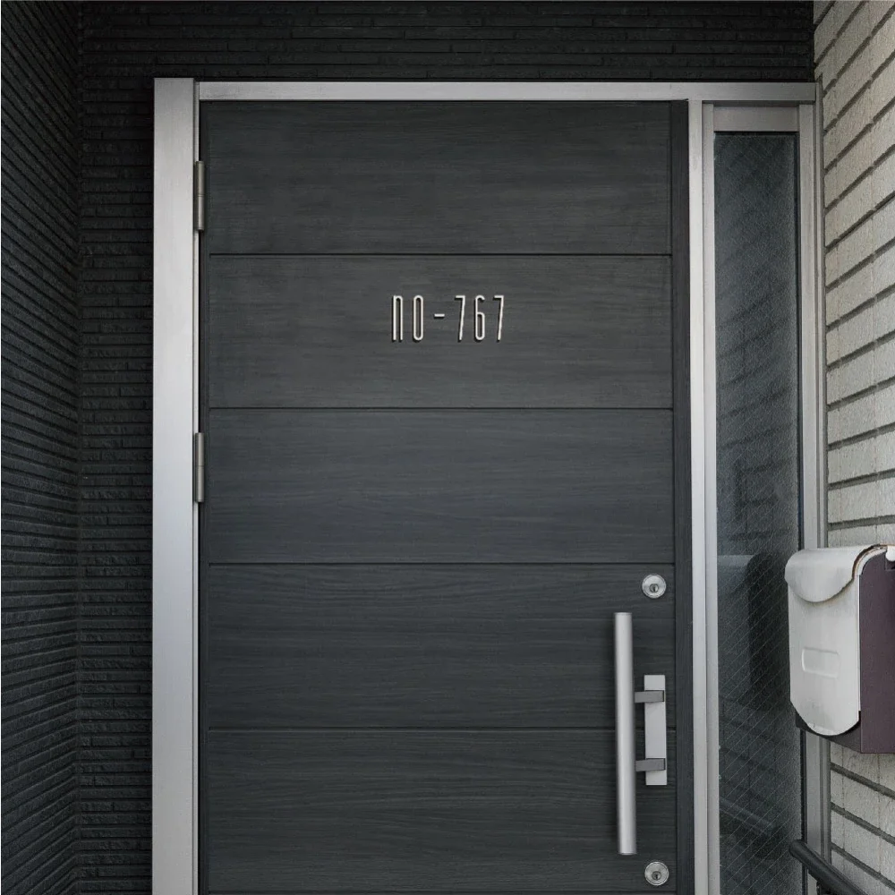 4 Inch 100mm Silver Self Adhesive Big Modern Door Number for Exterior House Apartment Plaque Mailbox Address Digits Sticker Sign house number signs house numbers number plate door signs