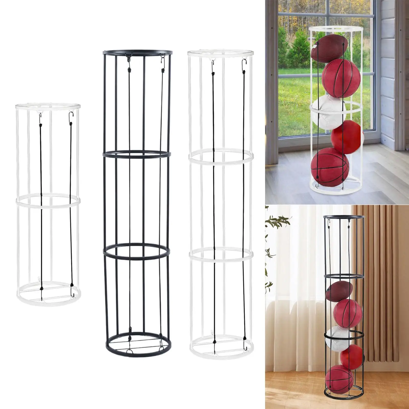 Vertical Ball Rack Toys Storage Stand Metal Basketball Storage Shelf Ball Rack for Garage Gyms Home School Kids Room