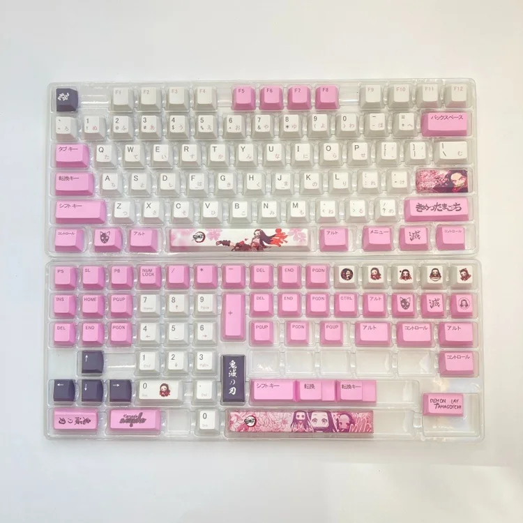 Chaves Demon Slayer Kamado Nezuko Keycaps Pbt Material Cereja Perfil Personalizado Keycap para mx Interruptor Teclado Mecânico 135 - Imagem 5