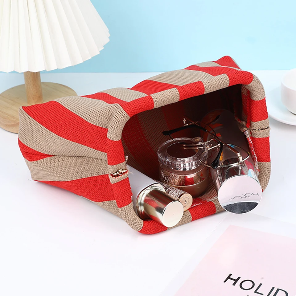 Prpeko Pochette Donna Uncinetto – Borsa Estiva Spiaggia A Righe Nuvole Con Tracolla A Catena Rimovibile