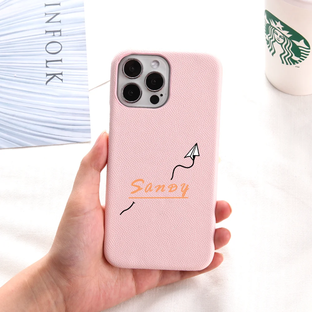 

Fashion Personalized Custom Name paper plane Graphic Phone Case for iPhone 14 13 12 11Pro Max X XS Plus Leather Large Hole