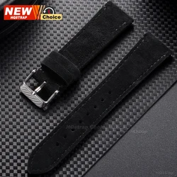Premium Suede Watch Strap | Luxurious Vintage - Style Universal Replacement Wristband - 22mm (Black)