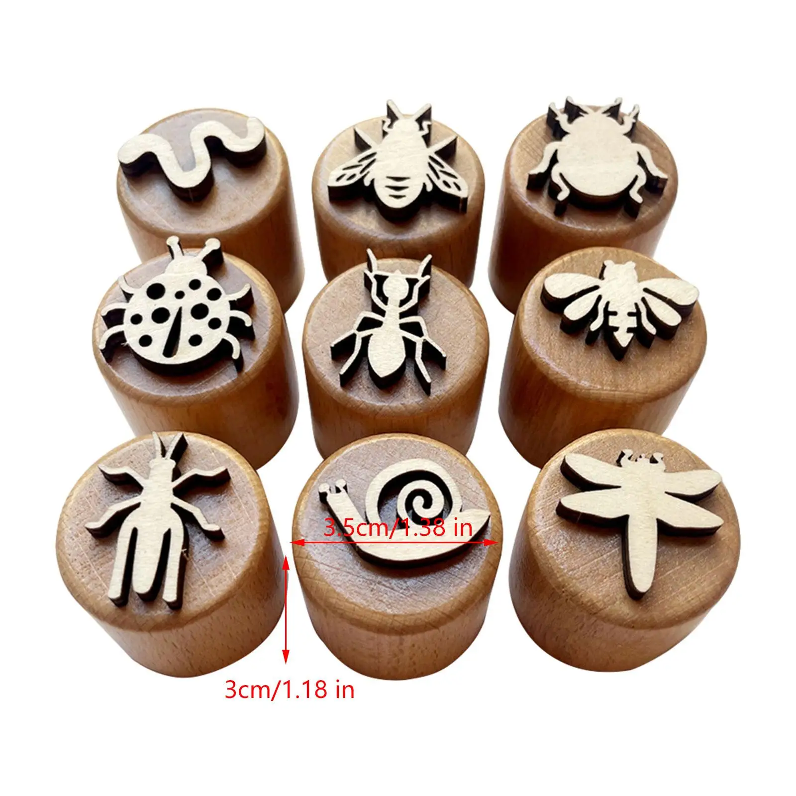 9 Pieces Wooden Stamps for Kids Stamps DIY Craft Decorative Children Clay Pottery for Art Project Gift Wrapping
