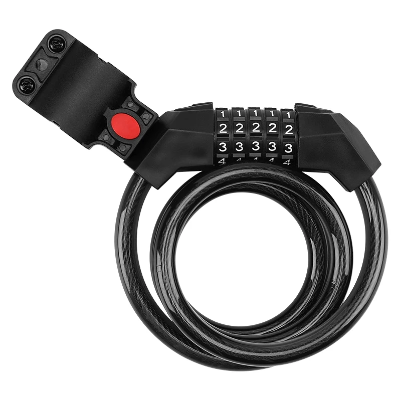 

NEW-Bicycle Anti-Theft Code Lock Five-Position Bicycle Lock Portable Thicker And Steel Cable With Bracket Car Lock