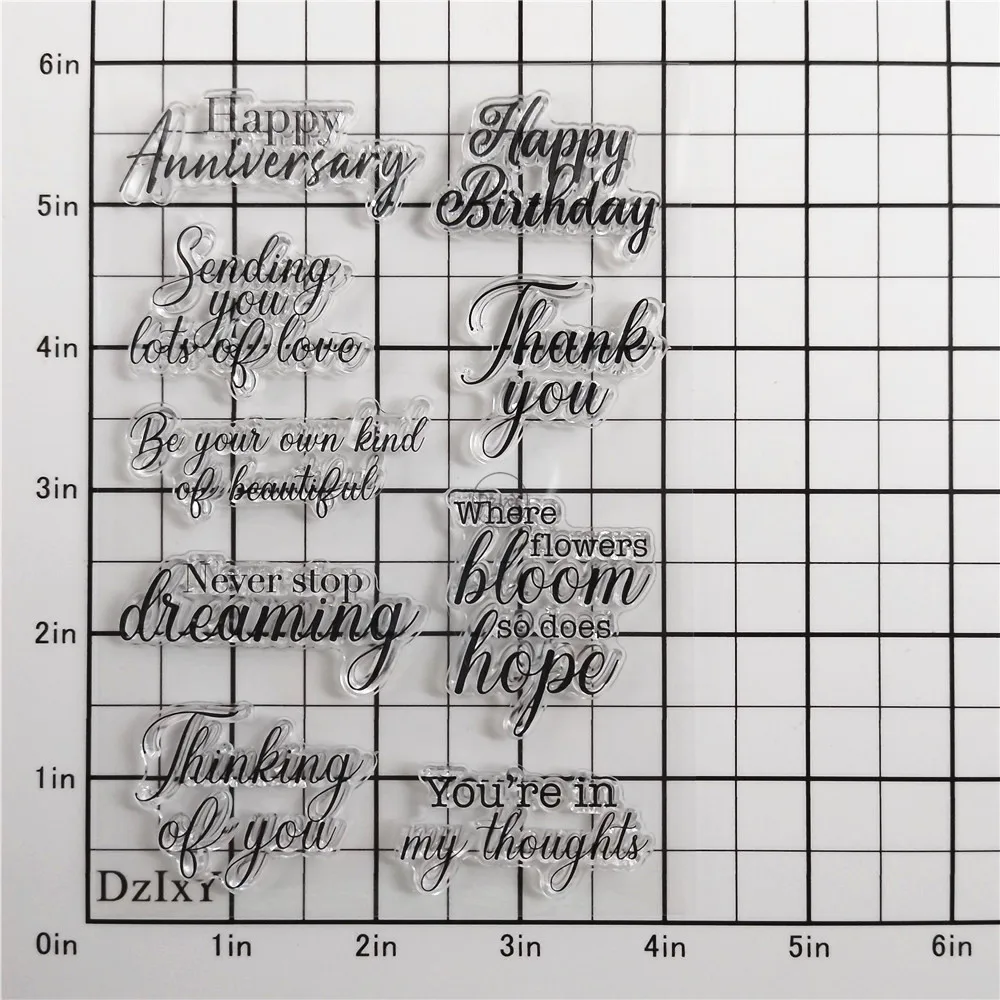 DzIxY Words Happy Birthday Clear Stamps for Card Making Scrapbook Crafts Supplies Silicone Seals Ink Pad Transparent Stencils clear stamps clear rubber stamps