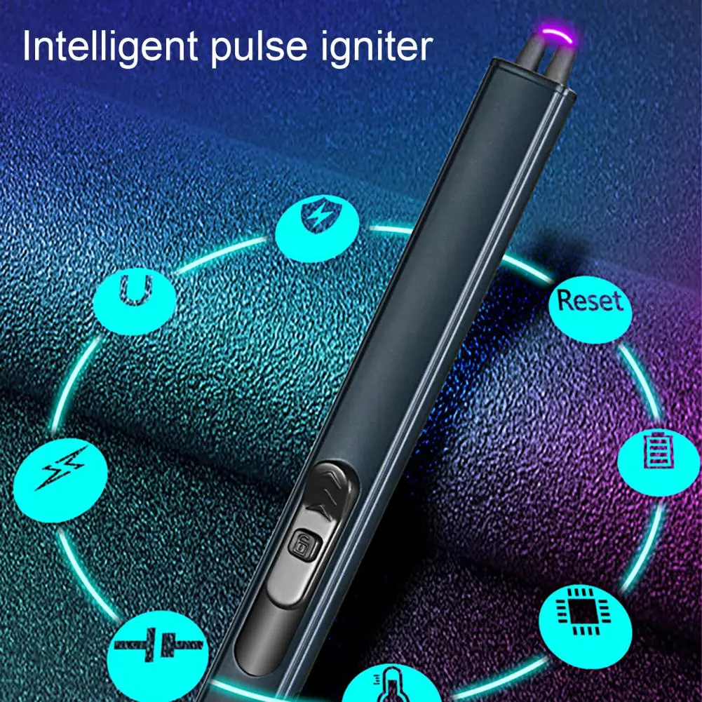 Gas Stove Igniter Pulse Igniter USB Charging Windproof No Flame Long Handle Camping Gas Stove BBQ Electric Igniter Outdoor Kitchen