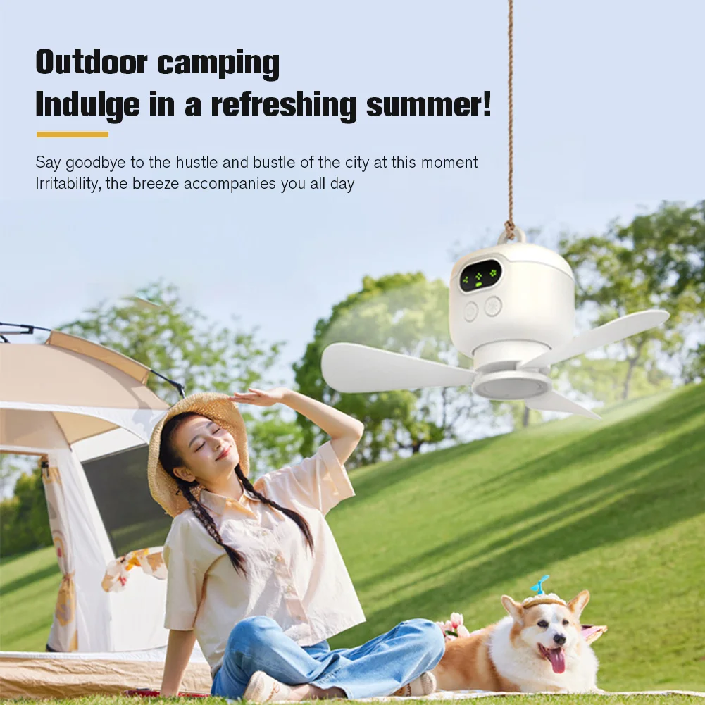 Portable Wireless Ceiling Fan Light Rechargeable Camping Fan with Remote Control Tent Fan for Outdoor Camping Dorm