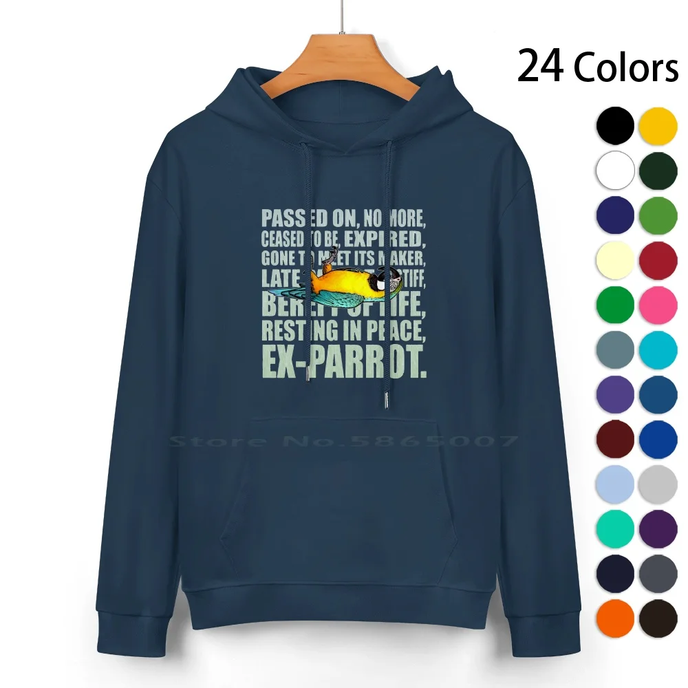 

Ex-Parrot Pure Cotton Hoodie Sweater 24 Colors Parrot Dead Sketch Funny Uk British Tv Cult Movie 70s Life Brian Monty Python