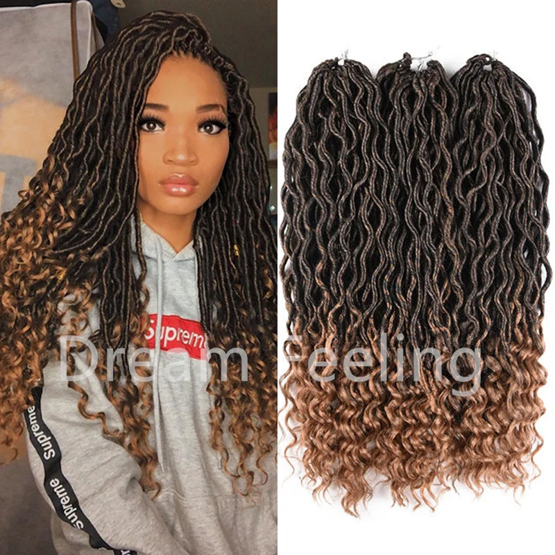 

Goddess Faux Locs Curly Crochet Hair Extensions Synthetic Locs Hair 24 Strand Braiding Hair DIY For Party