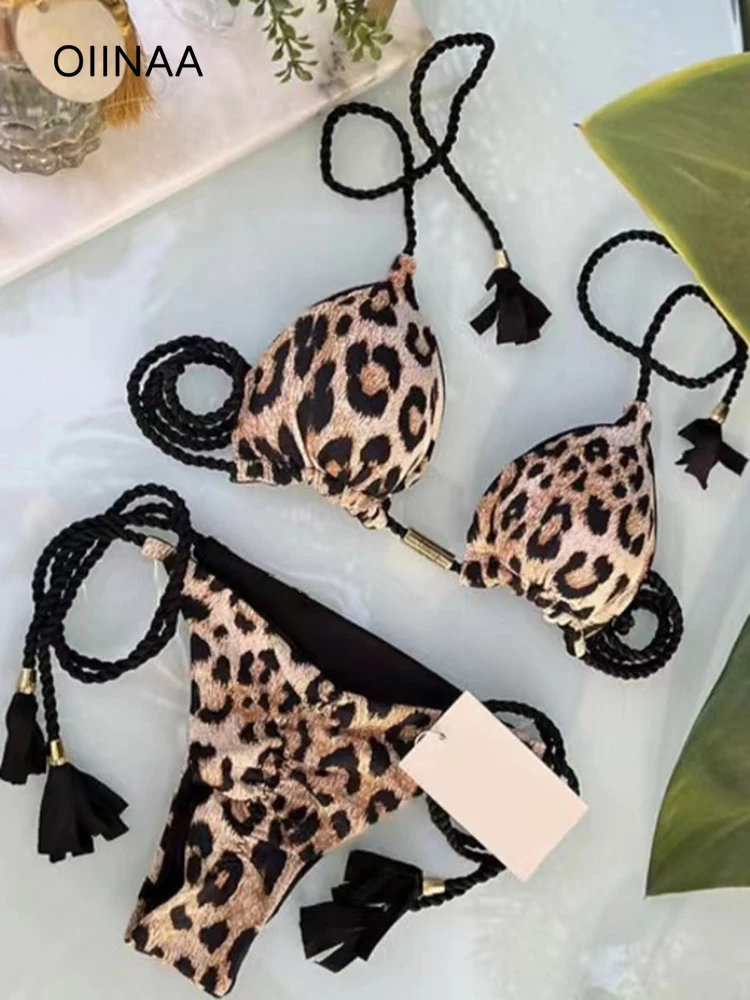 Women Swimwear Sexy Zebra Striped Leopard Printed Bikini Set Tie Dye Two-piece Drawstring Beachwear