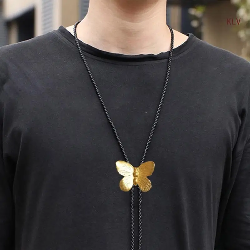 

Gold Color Butterfly Buckle Bolo Tie for Men Women Bridegroom Wedding Necklace Western Cowboy Necktie Bolo Tie for Shirt