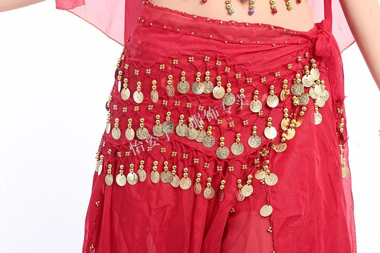 1 stücke Frauen Bauchtanz Hüfte Schal Zubehör 3 Reihe Gürtel Rock Mit 72 stücke Gold Farbe Münzen Taille kette – Detail 7