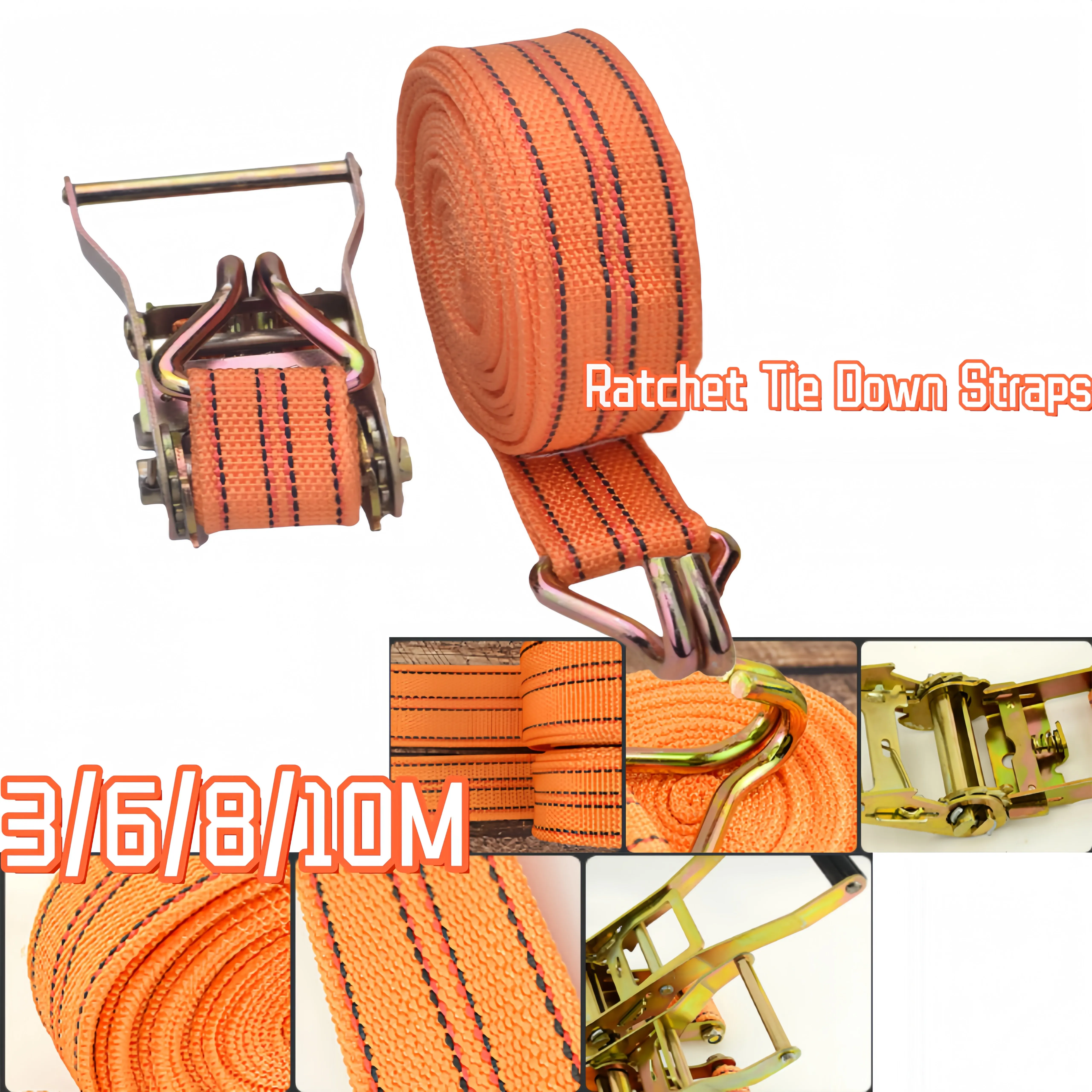 Ratchet Tie Down Straps 40mm Wide 3-10M Double Hook Cargo Securing Truck Trailer Transport