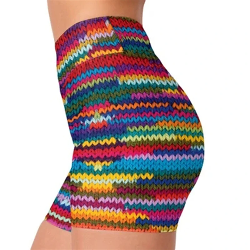 Short Gym Woman High Waist Harajuku Summer Clothes Push Up Sporty Ladies Sexy Cute Tight Yoga Short Pants Women Wool Printing