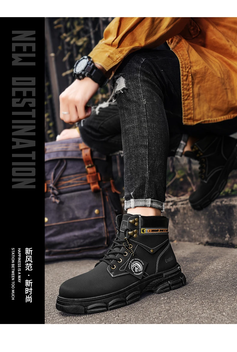 CYYTL Mens Boots Casual Winter Shoes Platform Leather Outdoor Designer Luxury Work Safety Ankle Sneakers Chelsea Cowboy Tactical