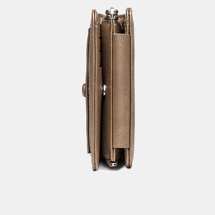 Men's Short Wallet Three-Fold Purse Card Holder Youth Snap Button Fashion Vertical Zipper Coin Pouch Multi-Functional