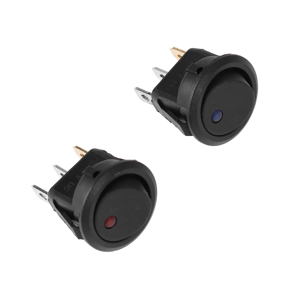 12V 20A Black Car Boat Round Dot LED Light Rocker Toggle Switch