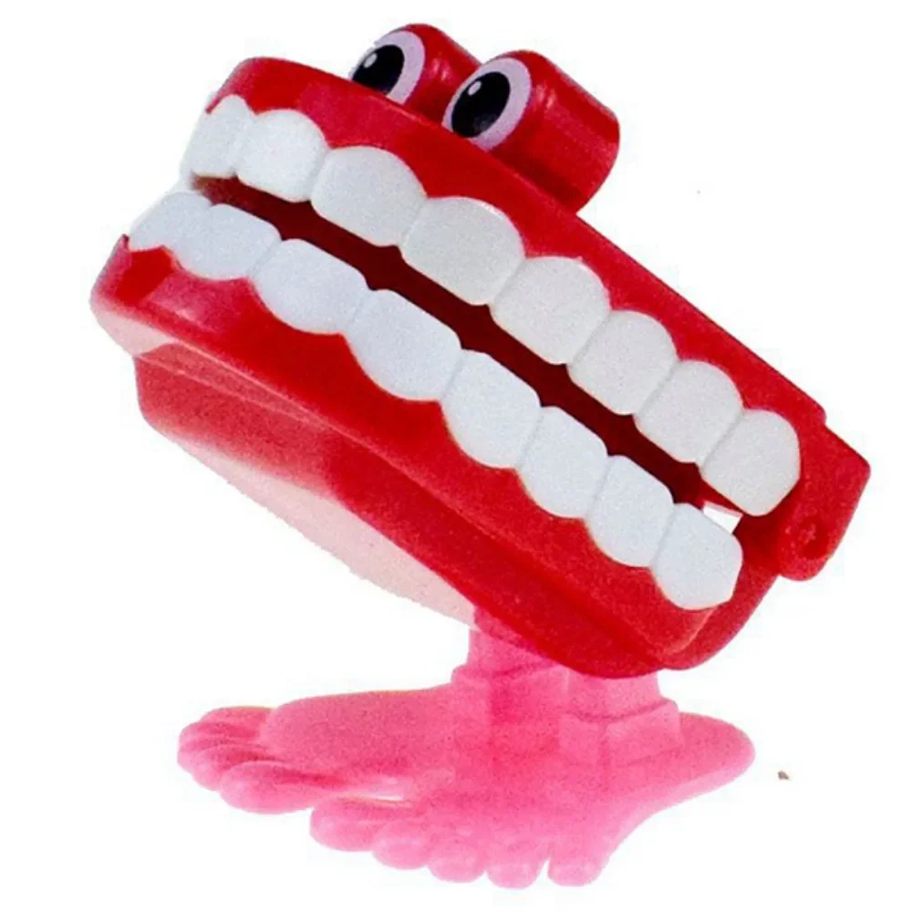 1pc Teeth Shape Clockwork Toy with Chain Novelty String Up Jumping Walking Mouth Toys Children Small Halloween Christmas Gifts childrens toys