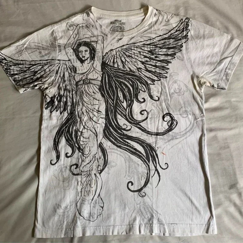 Y2K Gothic Skull Cross Streetwear Tee – Trendy Graphic T-Shirt