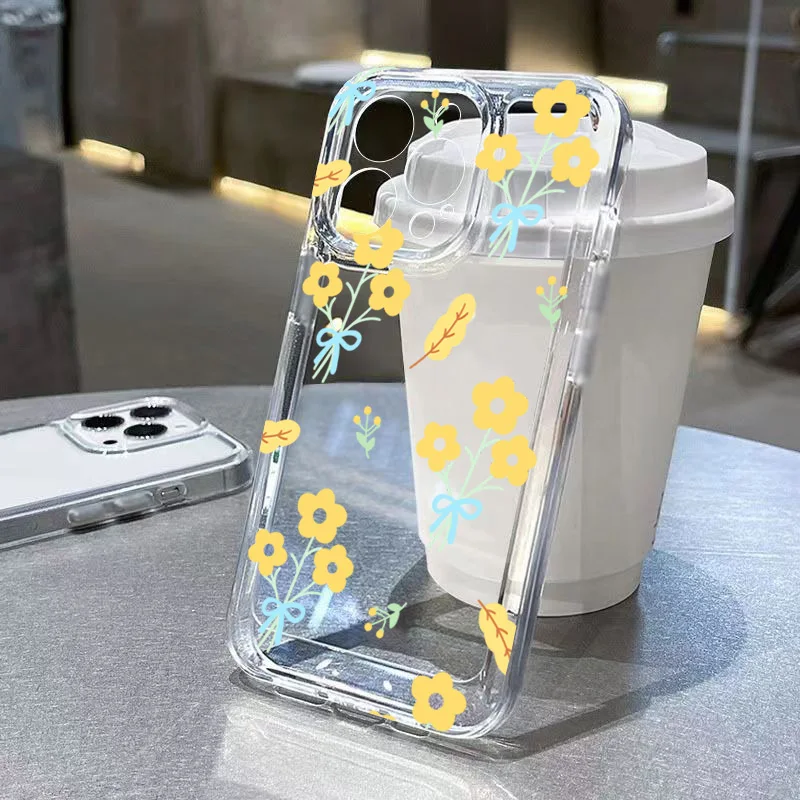 Transparent Shockproof Silicone Flower Phone Case