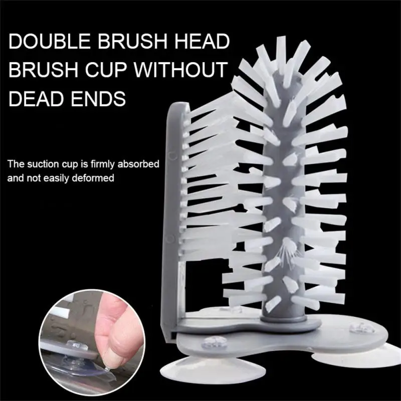 

2 In 1 Drink Glass Cleaning Brush Removable Glass Bottle Cup Washing Tools Kitchen Sink Accessories Sucker Base Dropshipping