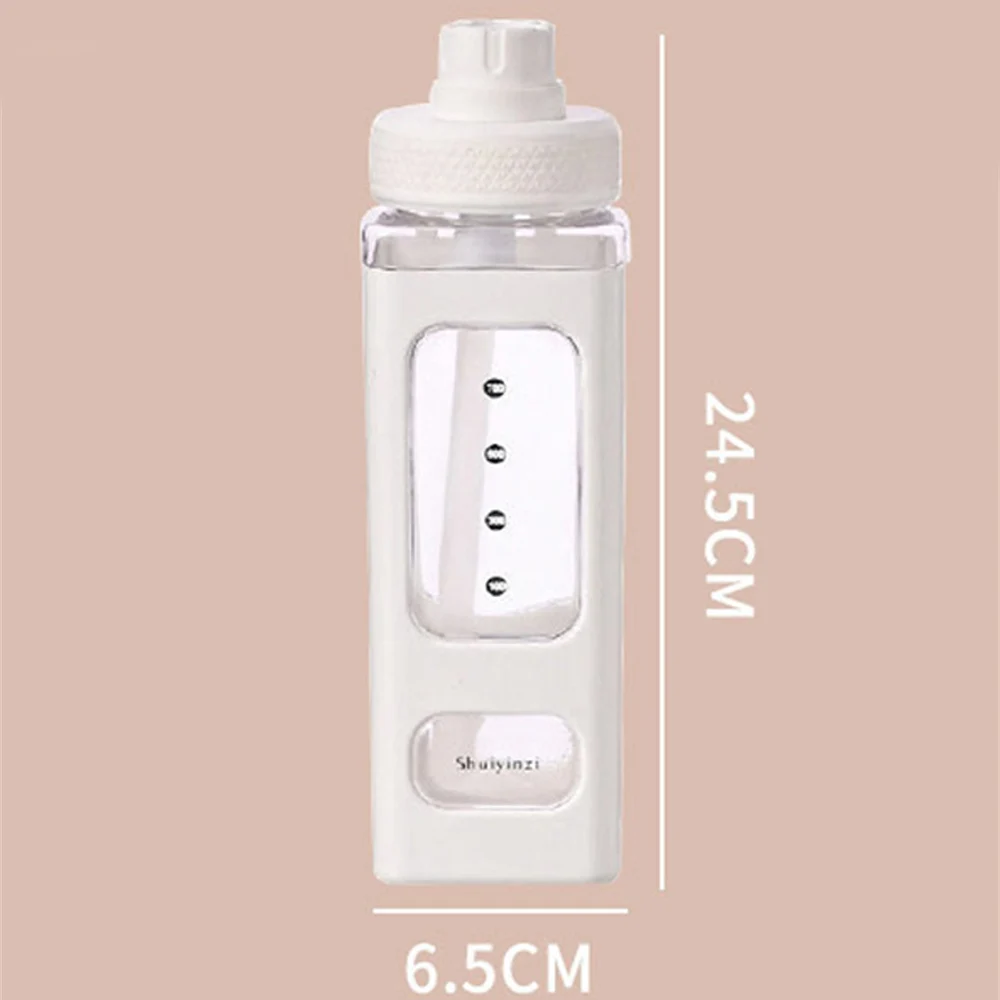 Kawaii Water Bottle With Straw 3D Cute Bear Sticker Bpa Free Plastic Square Sippy Cup Poratable Drinkware 700ml
