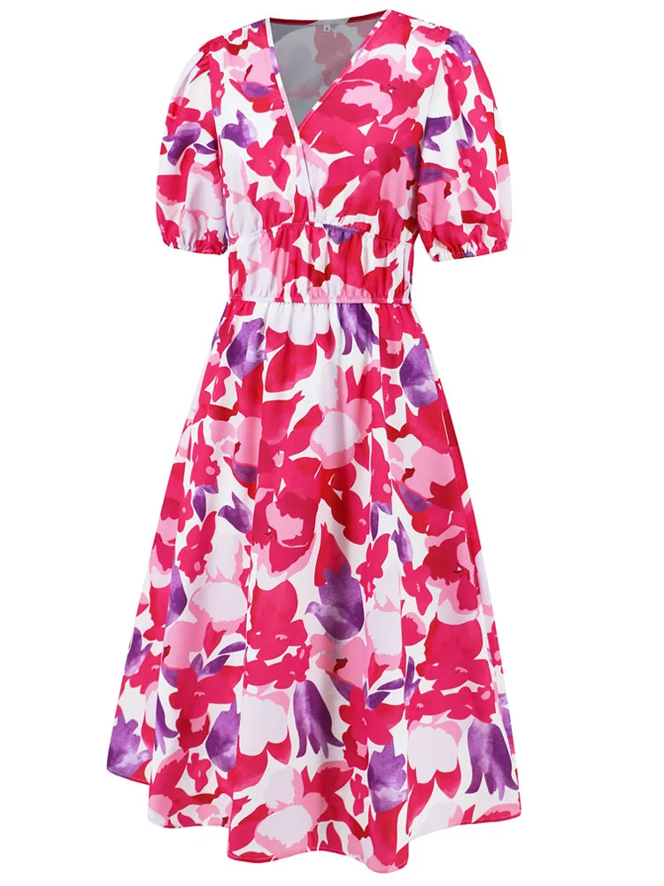 فستان فيجو كيسي 2025 نسائي متوسط الطول بأكمام قصير...