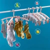 12 Clips Sock Drying Rack Windproof Underwear Clip Dormitory Student Folding Hanger Household Drying Clip Plastic Hanger 2