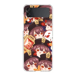 Kawaii Anime Genshin Impact Transparent Hard Shell Phone Case for Galaxy Z Flip 4 (B1)