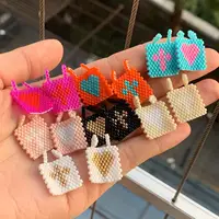 6PCS, Rainbow Heart Cross Pendant Miyuki Bead Necklace Charm, Love Bracelet Charm Colorful Accessories 1