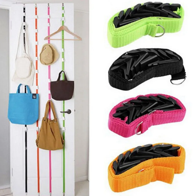 

8 Hooks Adjustable Straps Hat Bag Coat Clothes Rack Organizer Storage Holders Hanger Over The Door for Hat Bag Coat Clothes
