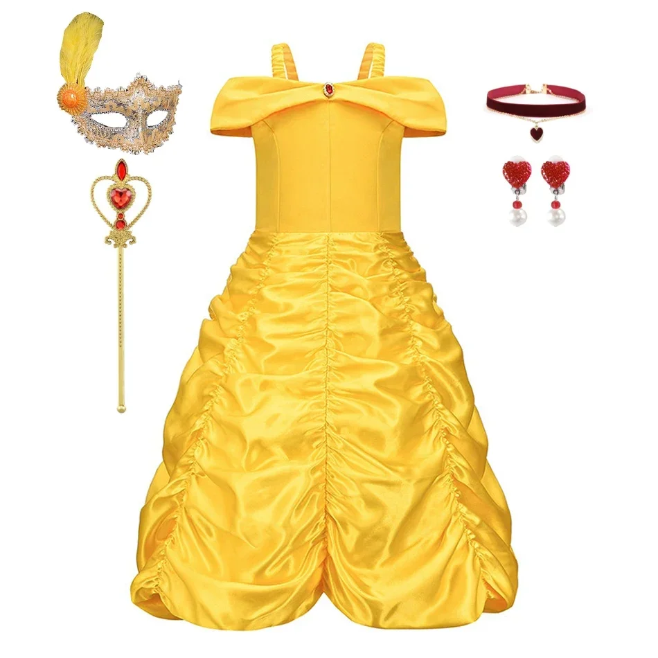 Girls Belle Dress Kids Ball Gown Princess Costume For Beauty and - Main Image