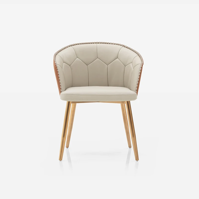 Nordic Leather Upholstered Dining Room Chair Restaurant Coffee Shop Dining Chairs With Metal Legs