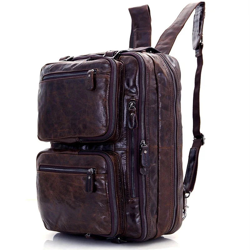 

High Class Multi-Function Genuine Leather Backpack Men Travel School Bag male knapsack Rucksack Hiking Bagpack