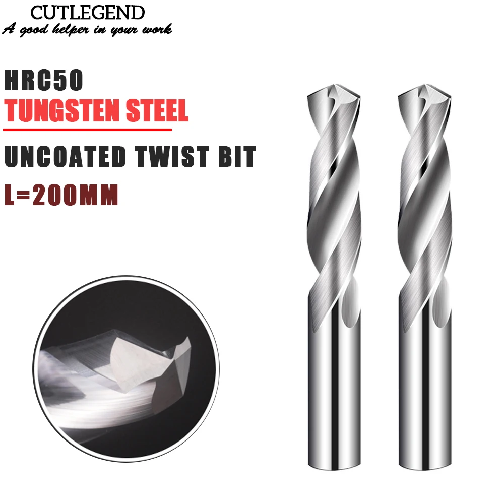 HRC55 200mm Length Carbide Drill Bit Metal Drill Bits Tungsten Steel Drills CNC Lathe Machine Alloy Drilling Tools 4.0-20mm yzh carbide twist drill total length 150mm solid tungsten bits hrc50 cnc straight handle drilling hole for metal iron steel