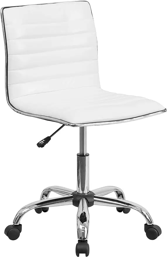 

Alan Low Back Designer Armless White Ribbed Swivel Task Office Chair