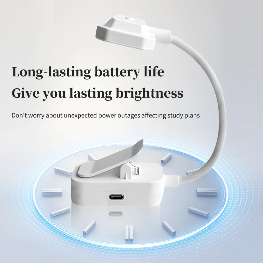 Portable Rechargeable LED Desk Lamp with Clip - Eye Protection and 3 Color Modes for Study, Reading, and Bedroom Ambiance