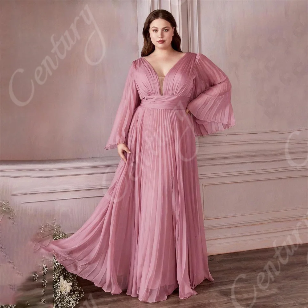 Pleated Mother Of the Bride Dress Elegant A Line Party Dress Long Sleeves Woman For Weddings Vestido De Noche Custom mother bride dresses,women party dresses