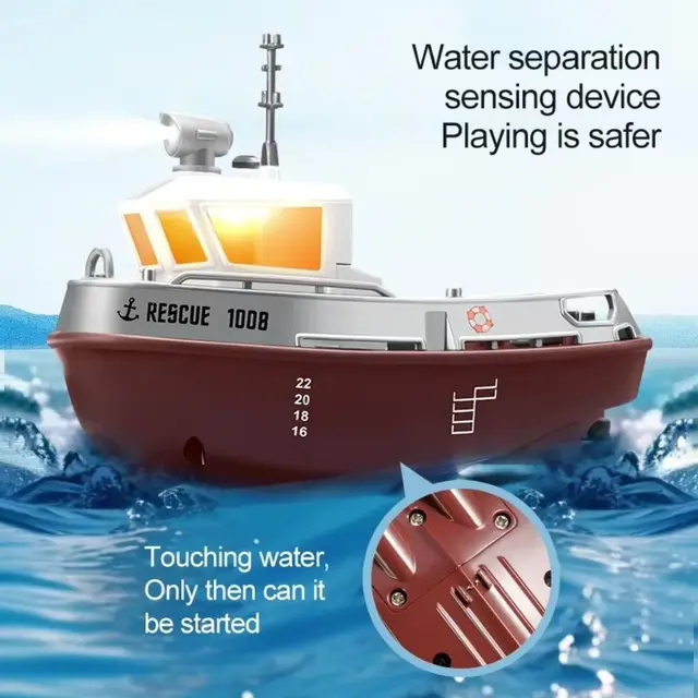 1:32 Scale RC Tugboat Dual Motors Electric Watercraft Remote Control Ship Model Toys Long-lasting Mini RC Boat Boys Girls 3
