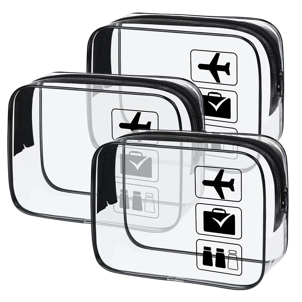 Lot 3 pochettes de toilette transparentes étanches voyage - Trousse maquillage minimaliste PVC anti-fuites