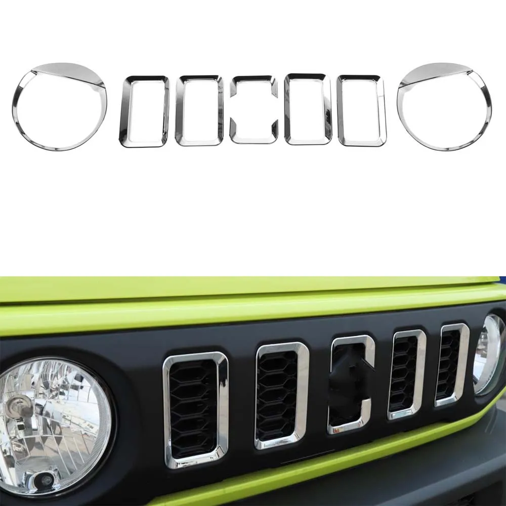 For Suzuki Jimny 2019+ Car Front Light Lamp Ring Trim Grill Grille