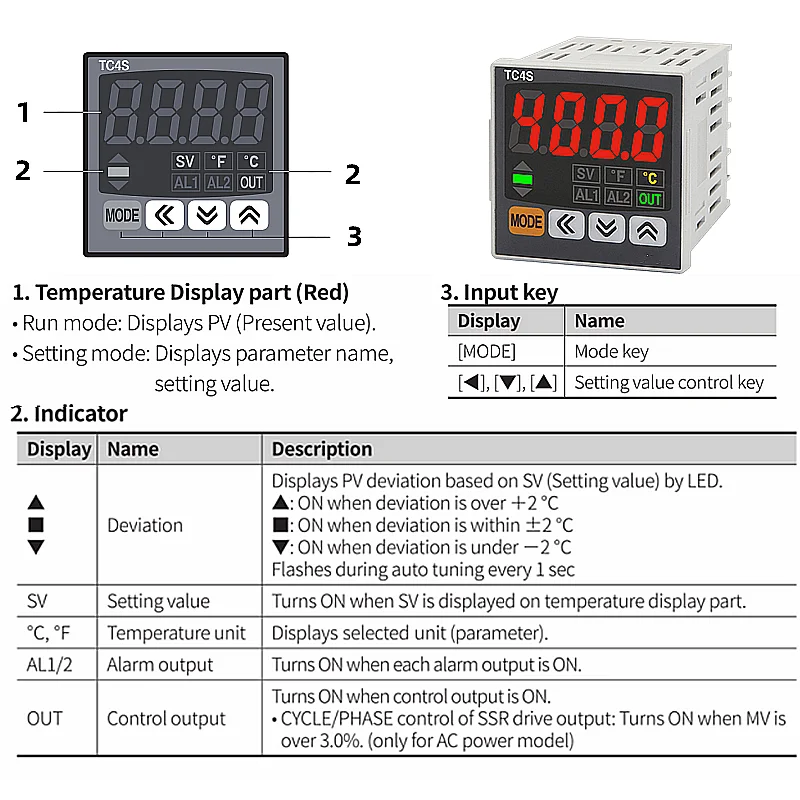 더블 디지털 디스플레이 지능형 PID 온도 컨트롤러, TC 시리즈 TC4S-14R TC4S-24R 온도 조절기, 