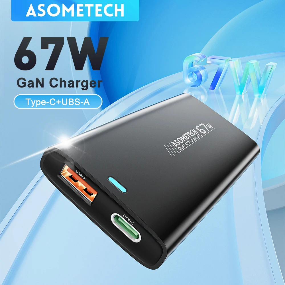 GaN 67W USB C Fast Charger PD 3.0 QC 3.0 Type C Portable Travel Charger For iPhone 14 13 Pro Max  Macbook Xiaomi Samsung Laptop
