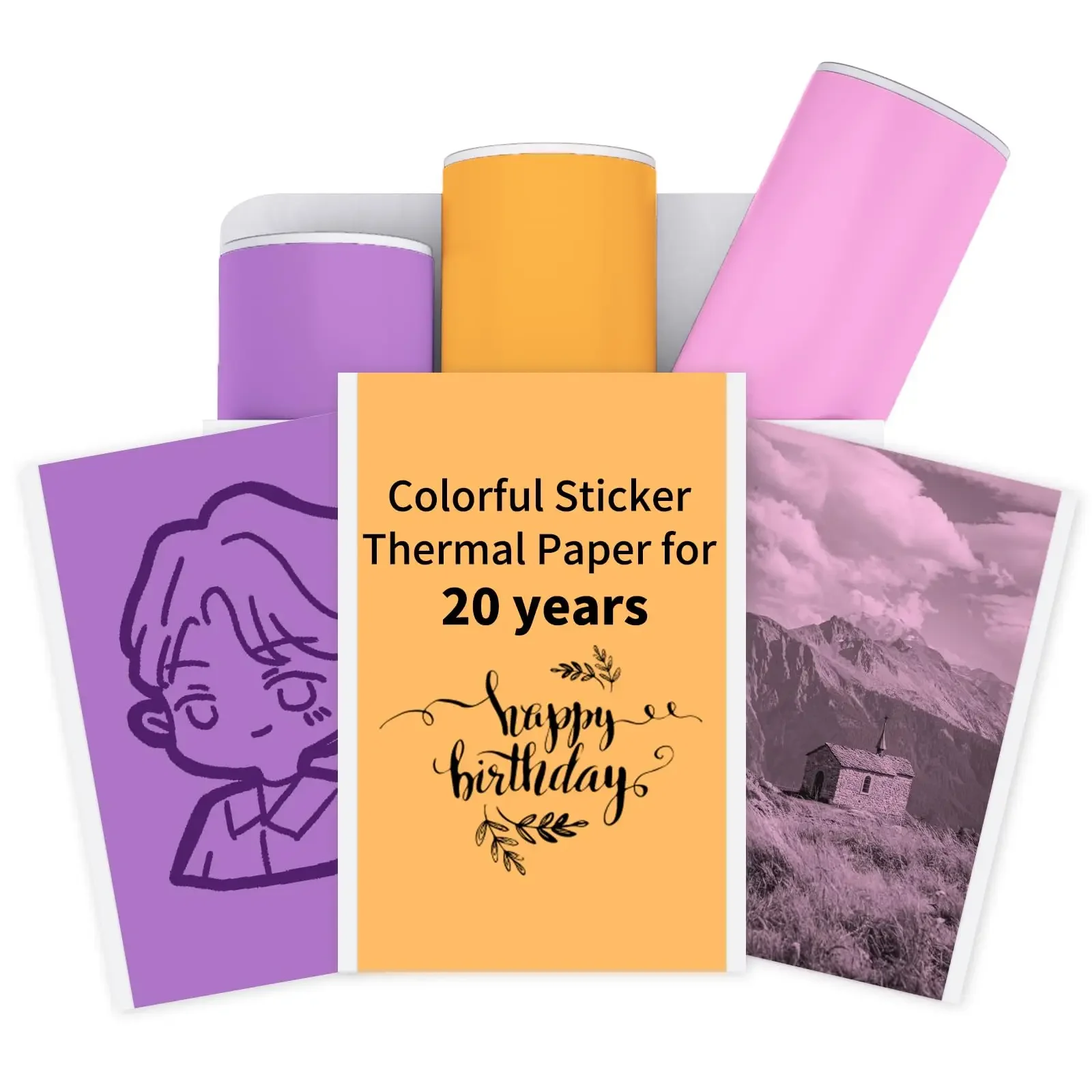Description Picture 5 of itemTransparent Thermal Sticker Paper,Printer Paper Roll Color Sticker for Phomemo M02 T02 Paper,for Journal Photo Text Notes