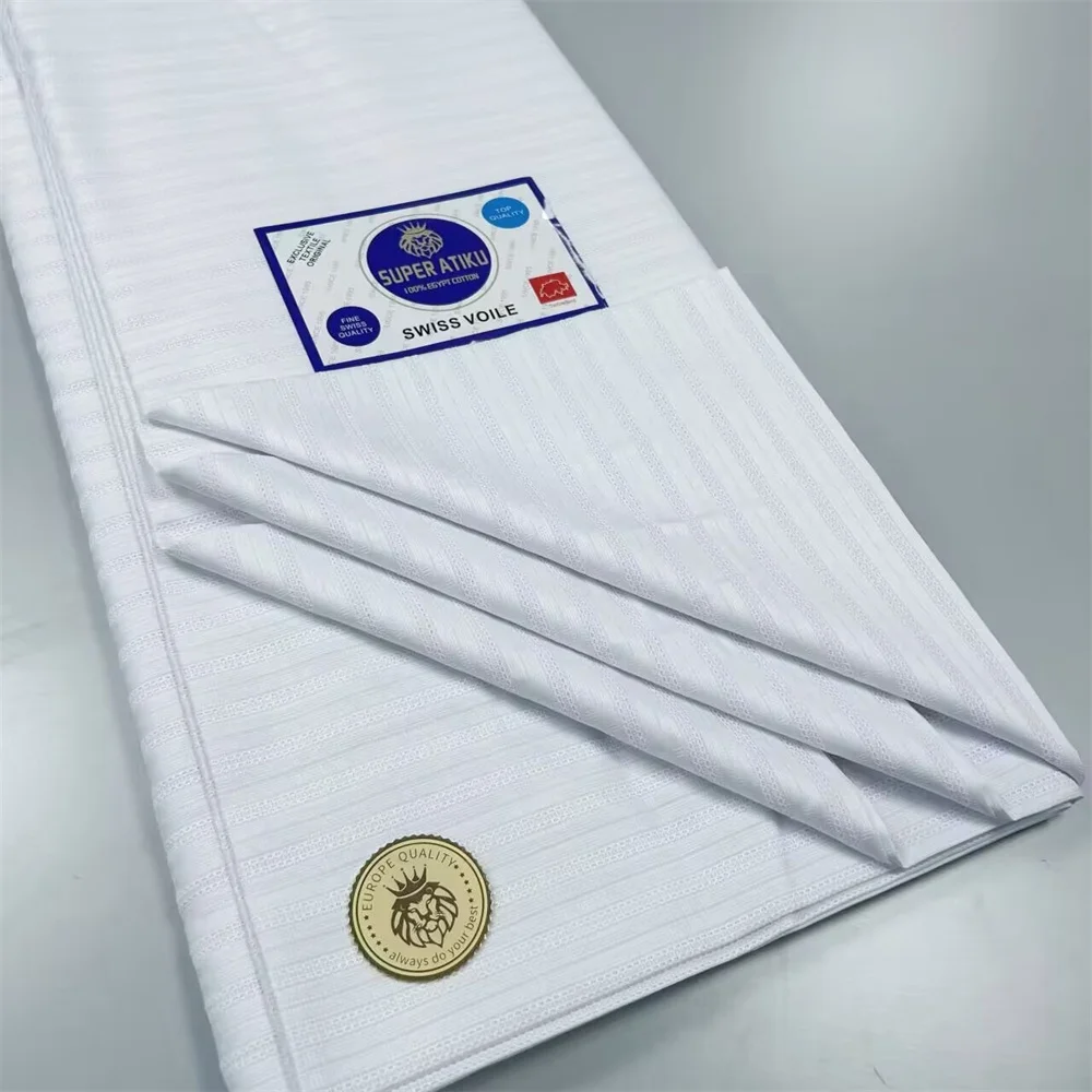 

Новейшая хлопковая кружевная ткань 2024, высококачественное кружево, 5 ярдов, Белая швейцарская вуаль, кружево в Швейцарии, французская нигерийская кружевная ткань атику