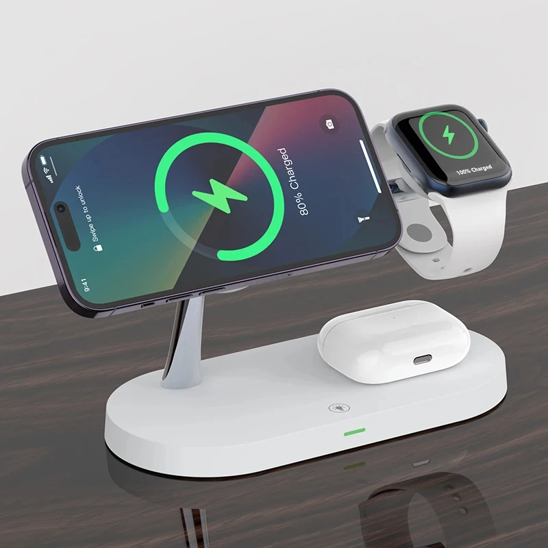 

3 in 1 macsafe Wireless Charger For iPhone 15 14 13 12 Pro Max for Apple Watch 9 8 7 6 5 Airpods Pro 2 3 Fast Charging Station