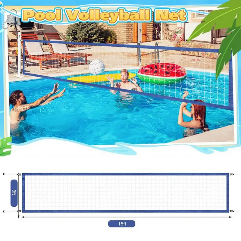 15 x 3FT Swimming Pool Volleyball Net Nylon Portable Volleyball Net Replacement Accessories Professional Swimming Pool Supplies