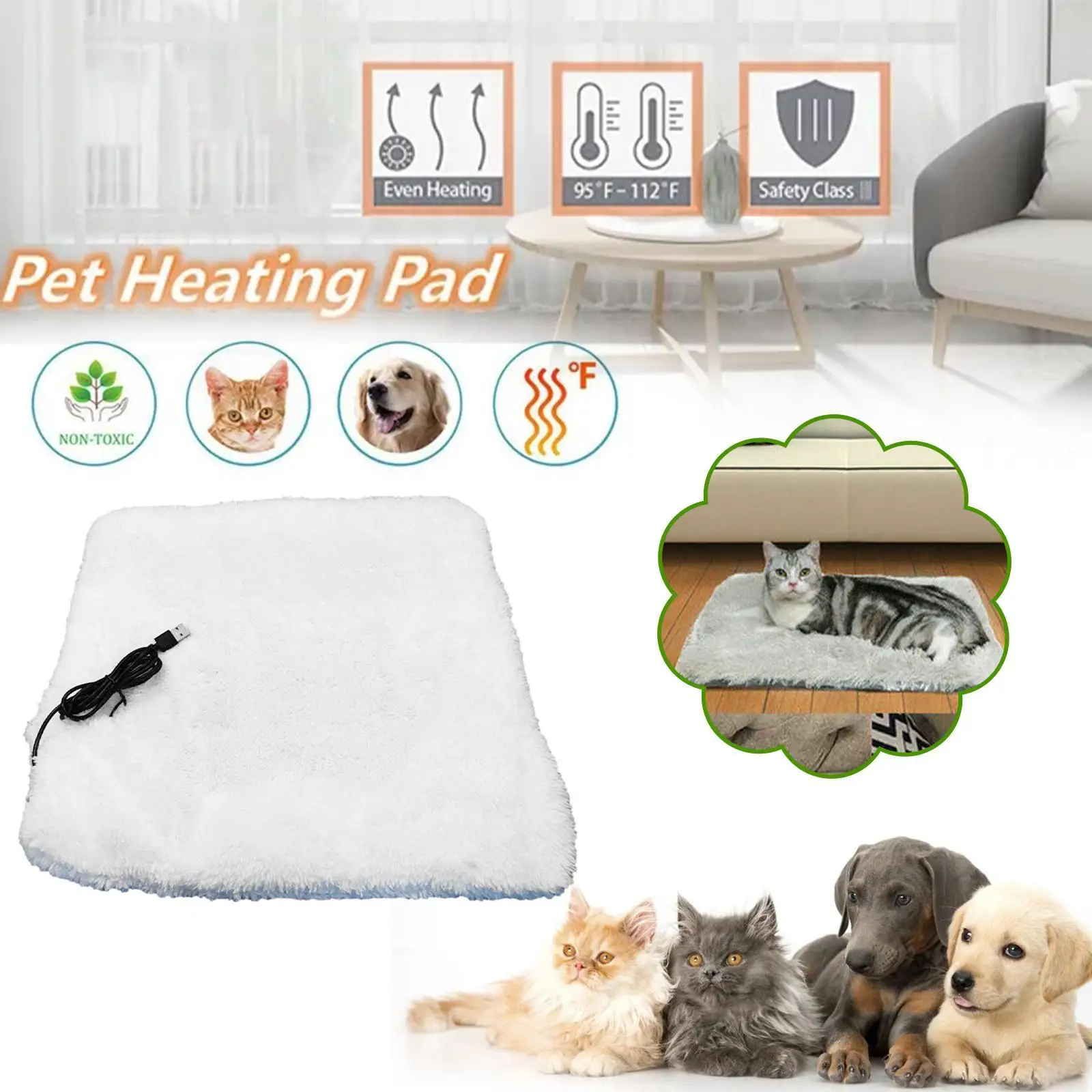Pet Self-Heating Pad Dog Cat Winter Electric Blanket Warming Pad Plush Bed  Cushion Thermal Mat USB Charging Hot Pet Accessories - AliExpress
